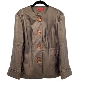 Nicola Berti Italian Leather Metallic Bronze Jacket Large